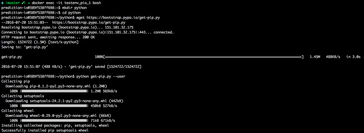 installing pip user space